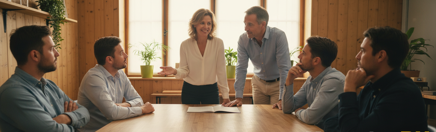 Équipe en réunion RH