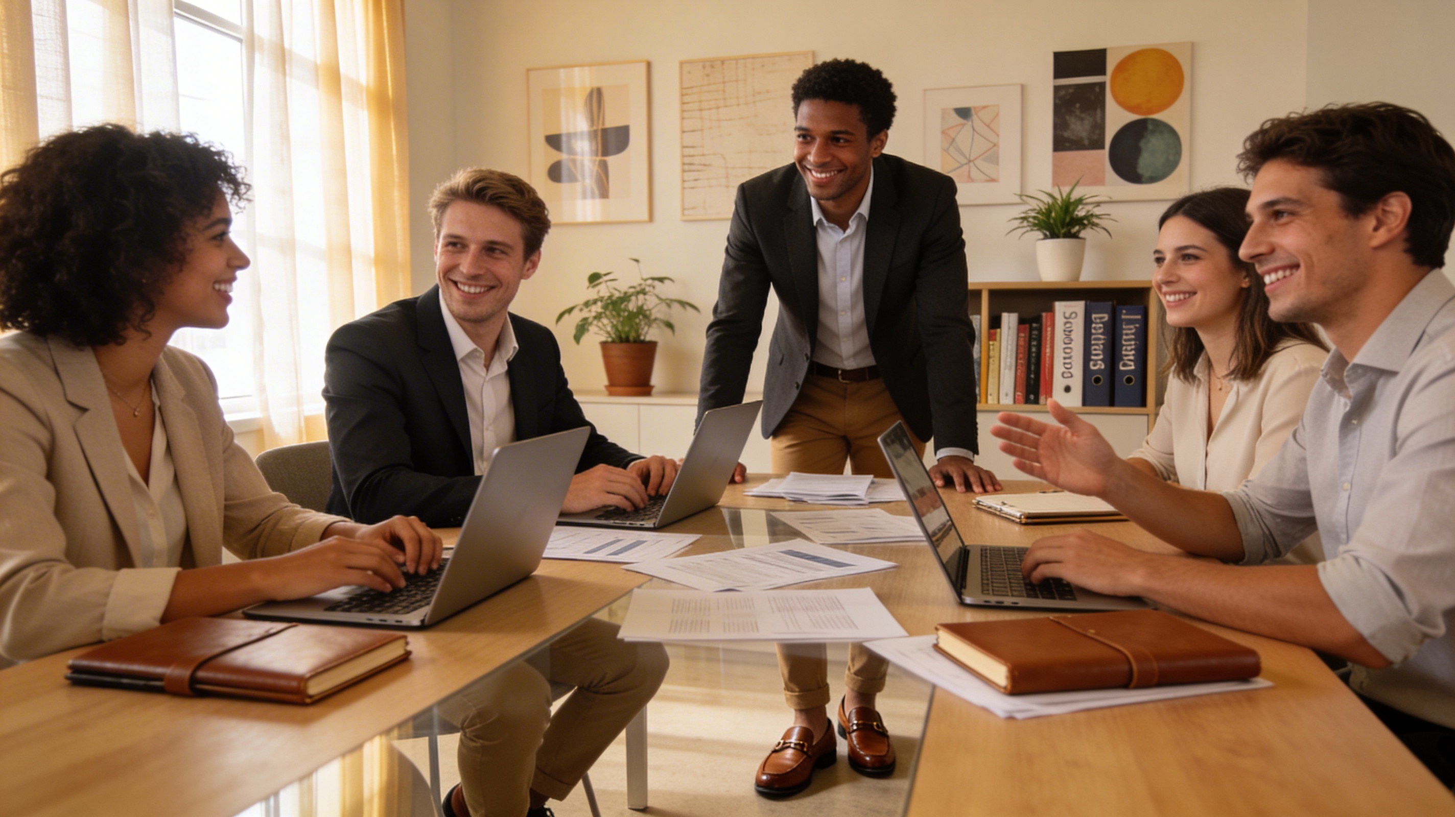 Assistante administrative souriante au bureau