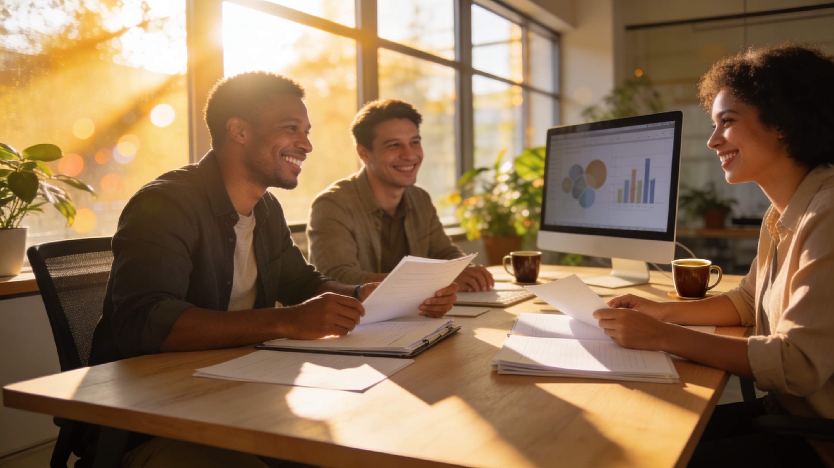 Assistante administrative souriante au bureau
